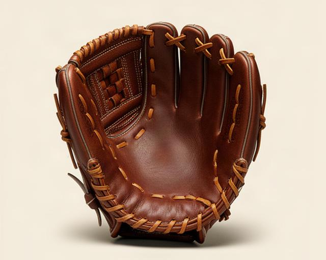 内野手向けの茶色い硬式野球グローブ、革の質感が見える正面写真